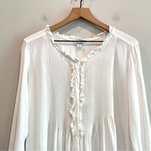 Sundance Long Sleeve 1/2 Button Pleated Ruffle Front Top - Picture 3 of 10